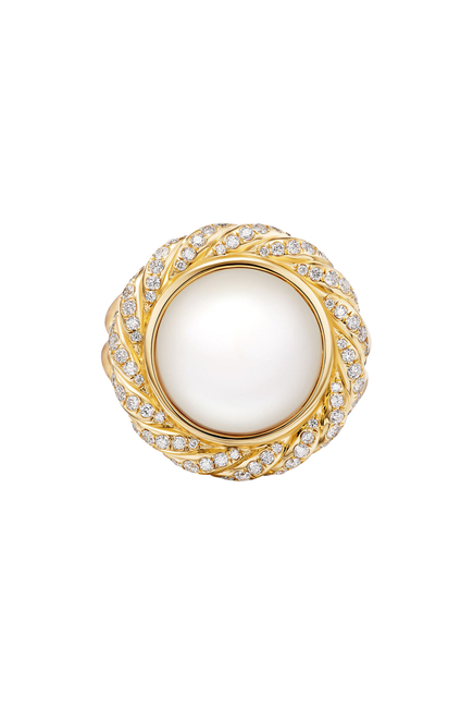 Classics Cable Halo Ring, 18K Yellow Gold, Diamonds & Mother of Pearl